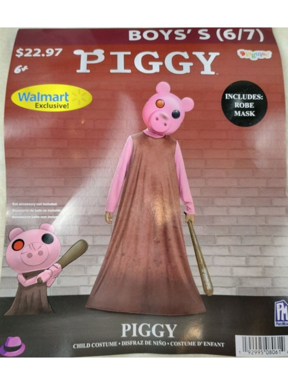Disguise Boys Small Piggy Roblox Halloween Costume Robe Mask Set New